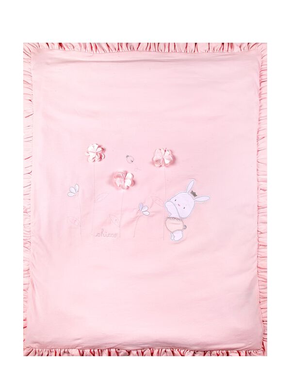 Pink Pram Blanket With Ruffled Hem image number null